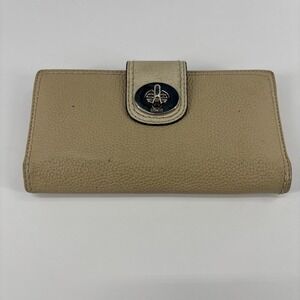 COACH CHECKBOOK COVER BIFOLD Beige Pebble  6.5x3 Read